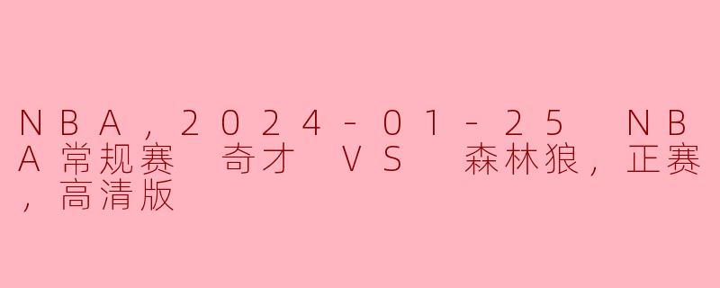 NBA，2024-01-25 NBA常规赛 奇才 VS 森林狼，正赛，高清版